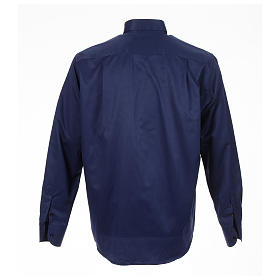 Clergy Shirts and collars: Long sleeve tab collar shirt, blue jacquard Clergy Shirts and collars: Long sleeve tab collar shirt, blue jacquard