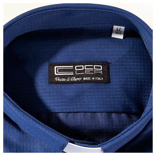 Long sleeve tab collar shirt, blue jacquard Cococler 3
