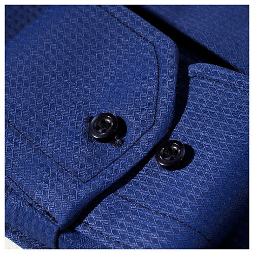 Long sleeve tab collar shirt, blue jacquard Cococler 7