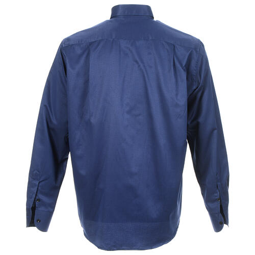 Long sleeve tab collar shirt, blue jacquard Cococler 10