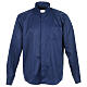 Long sleeve tab collar shirt, blue jacquard Cococler s1