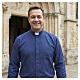 Long sleeve tab collar shirt, blue jacquard Cococler s4