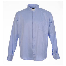 Collarhemd aus Jacquardstoff in der Farbe Himmelblau mit Langarm Cococler