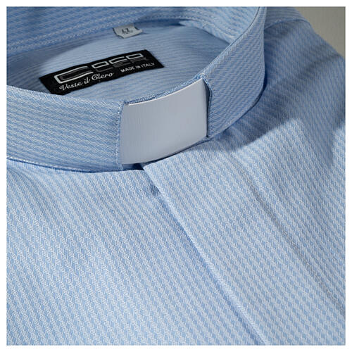 Camicia clergy jacquard celeste manica lunga Cococler 3