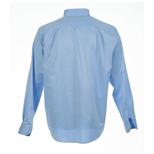 Camicia clergy jacquard celeste manica lunga Cococler 8