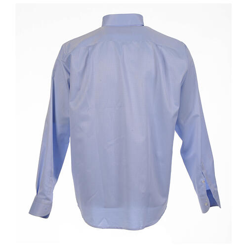 Koszula kapłańska jacquard błękitny długi rękaw Cococler 7