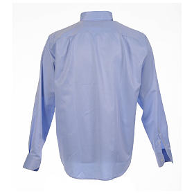 Camisa sacerdote jacquard azul manga longa Cococler