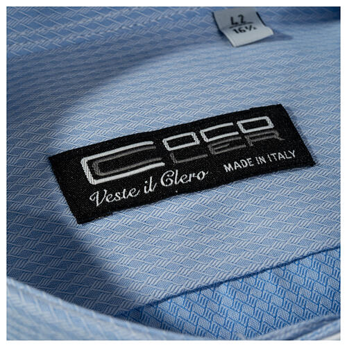 Clergy long sleeve shirt in sky blue, jacquard Cococler 4