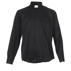 Collarhemd aus Jacquardstoff in der Farbe Schwarz mit Langarm