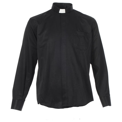 Collarhemd aus Jacquardstoff in der Farbe Schwarz mit Langarm Cococler 1
