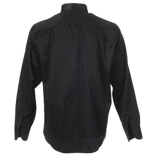 Collarhemd aus Jacquardstoff in der Farbe Schwarz mit Langarm Cococler 2
