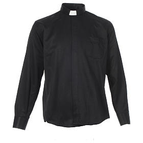 Clerical Shirts and collars: Long sleeve clerical shirt, black jacquard