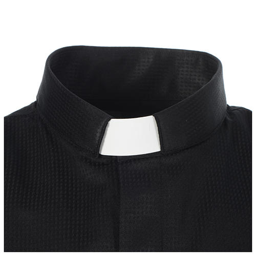 Long sleeve clerical shirt, black jacquard Cococler 3