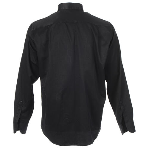 Black long-sleeved clerical shirt, jacquard fabric, Cococler 8