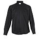 Long sleeve clerical shirt, black jacquard Cococler s1