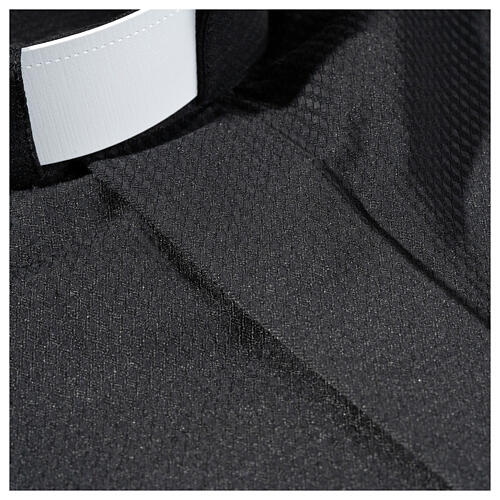 Camisa clergy sacerdote jacquard negro manga larga Cococler 2