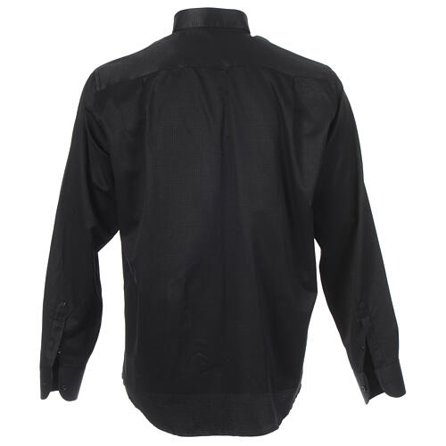 Camisa clergy sacerdote jacquard negro manga larga Cococler 7
