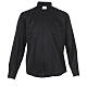 Chemise clergy jacquard noir manches longues Cococler s1