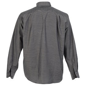 Collarhemd aus Jacquardstoff in der Farbe Grau mit Langarm