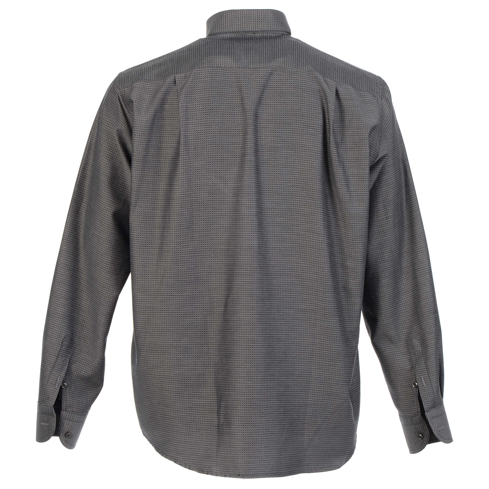 Clerical shirt and collar, grey jacquard, long sleeve | online sales on ...
