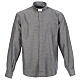 Chemise clergy jacquard gris manches longues Cococler s1