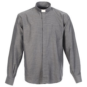 Camicia clergy jacquard grigio manica lunga Cococler