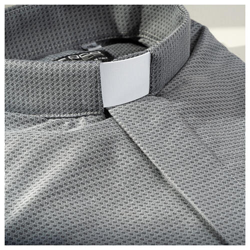 Camicia clergy jacquard grigio manica lunga Cococler 3