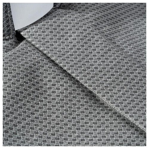 Camisa sacerdote jacquard cinzento manga longa Cococler 5