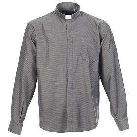 Long sleeve clergy shirt, grey jacquard Cococler