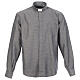 Long sleeve clergy shirt, grey jacquard Cococler s1
