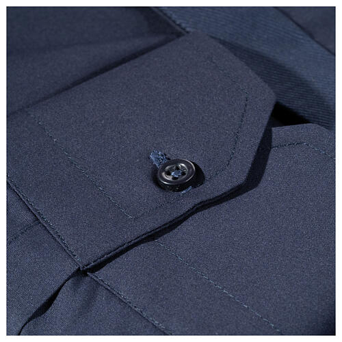 Collarhemd einfarbig mit feinen diagonalen Streifen Farbe Blau Langarm Cococler 5