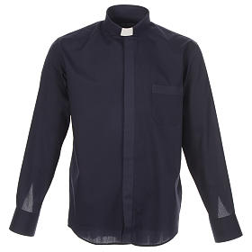Clergy Shirts and collars: Clerical Long Sleeve Shirt in solid color and blue diagonal Clergy Shirts and collars: Clerical Long Sleeve Shirt in solid color and blue diagonal