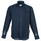 Clerical Long Sleeve Shirt in solid color and blue diagonal Cococler s1