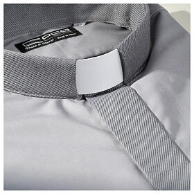 Collarhemd einfarbig mit feinen diagonalen Streifen Farbe Grau Langarm Cococler