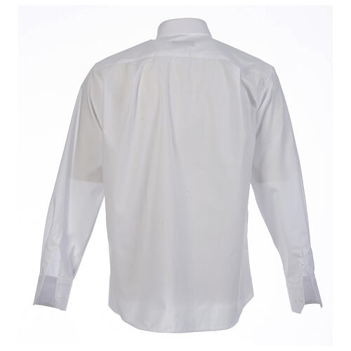 Collarhemd einfarbig mit feinen diagonalen Streifen Farbe Weiß Langarm Cococler 7