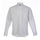 Collarhemd einfarbig mit feinen diagonalen Streifen Farbe Weiß Langarm Cococler s1