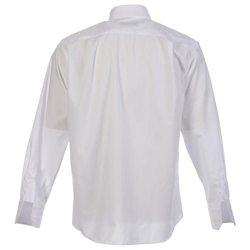 Camicia clergy tinta unita e diagonale bianco manica lunga Cococler 2