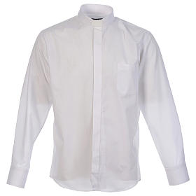 Clergy Shirts and collars: Priest shirt in solid color and diagonal lines white long sleeve Clergy Shirts and collars: Priest shirt in solid color and diagonal lines white long sleeve