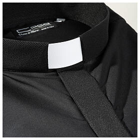 Collarhemd einfarbig mit feinen diagonalen Streifen Farbe Schwarz Langarm Cococler