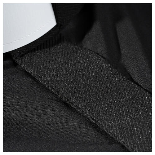 Collarhemd einfarbig mit feinen diagonalen Streifen Farbe Schwarz Langarm Cococler 4