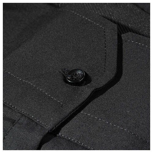 Collarhemd einfarbig mit feinen diagonalen Streifen Farbe Schwarz Langarm Cococler 5