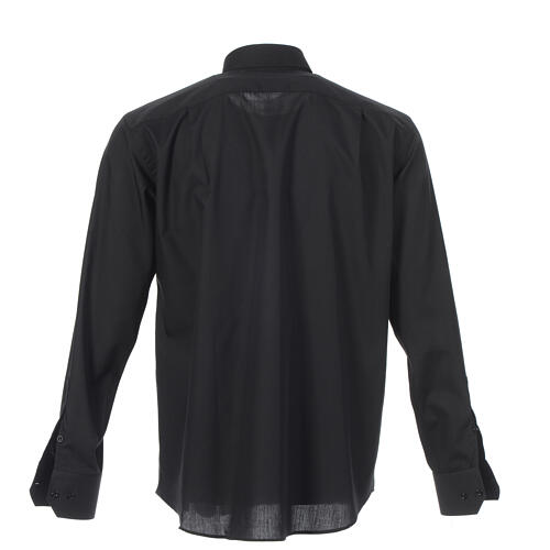Camisa clergy sacerdote diagonal negro manga larga Cococler 7