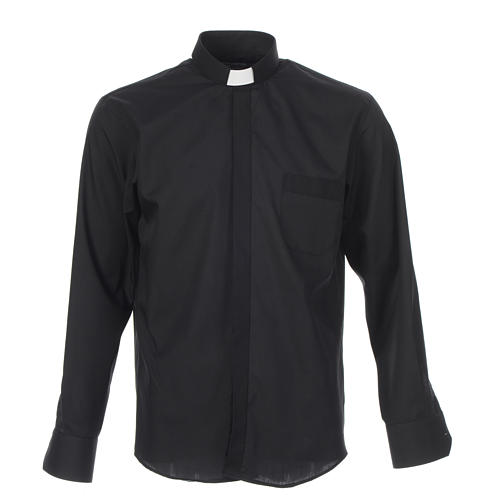 Minister black shirt solid color and diagonal, long sleeve Cococler 1