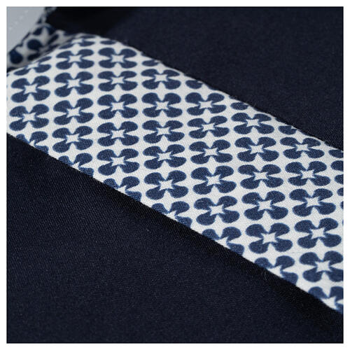 Collarhemd mit Kontrast in der Farbe Blau abgesetzt mit Kreuzmuster Langarm Cococler 4