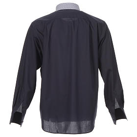 Clerical shirt contrast crosses blue long sleeve