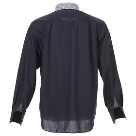 Camicia clergy contrasto croci blu manica lunga Cococler
