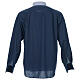 Blue long sleeve clergy shirt with contrast crosses Cococler s7