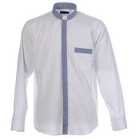 Collarhemd mit Kontrast in der Farbe Weiß abgesetzt mit Kreuzmuster Langarm Cococler