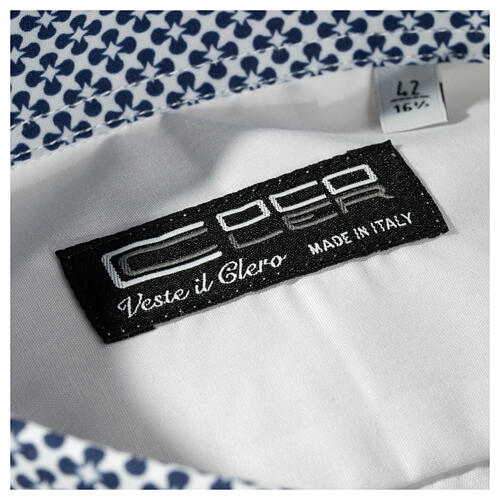 Collarhemd mit Kontrast in der Farbe Weiß abgesetzt mit Kreuzmuster Langarm Cococler 3