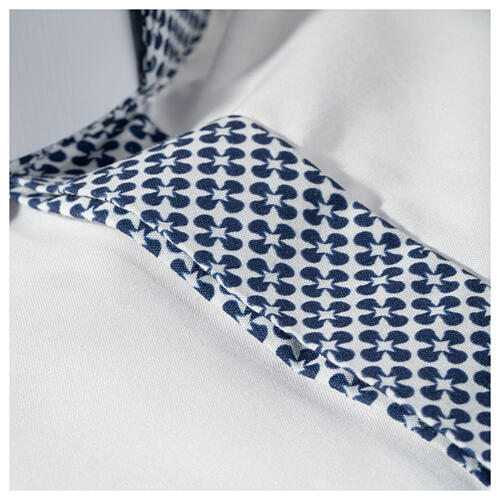 Collarhemd mit Kontrast in der Farbe Weiß abgesetzt mit Kreuzmuster Langarm Cococler 4